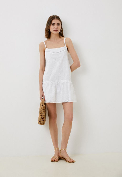 Платье из хлопковой ткани с перфорированным зигзагообразным узором - Incity фото 13