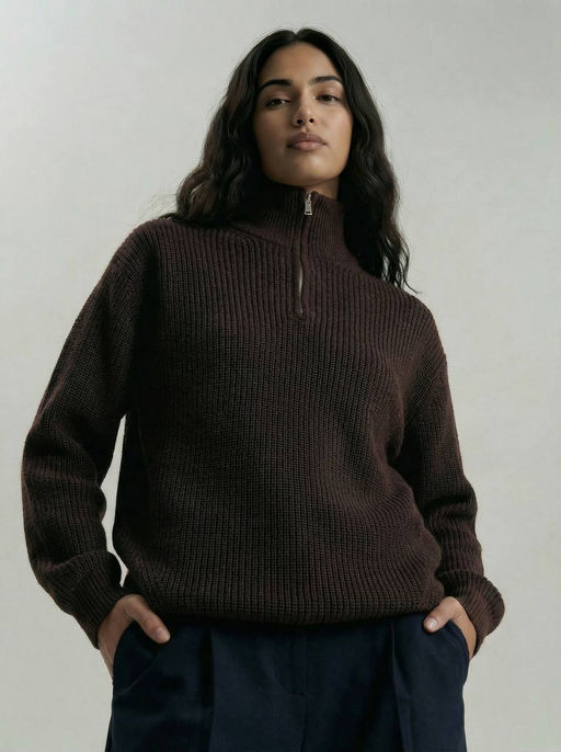 Свитер из плотного хлопка с воротником на молнии