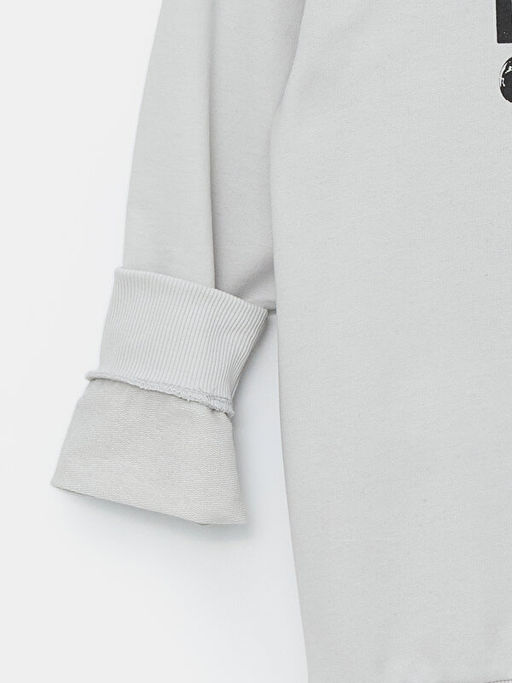 Bisiklet Yaka Bask?l? Erkek ?ocuk Sweatshirt