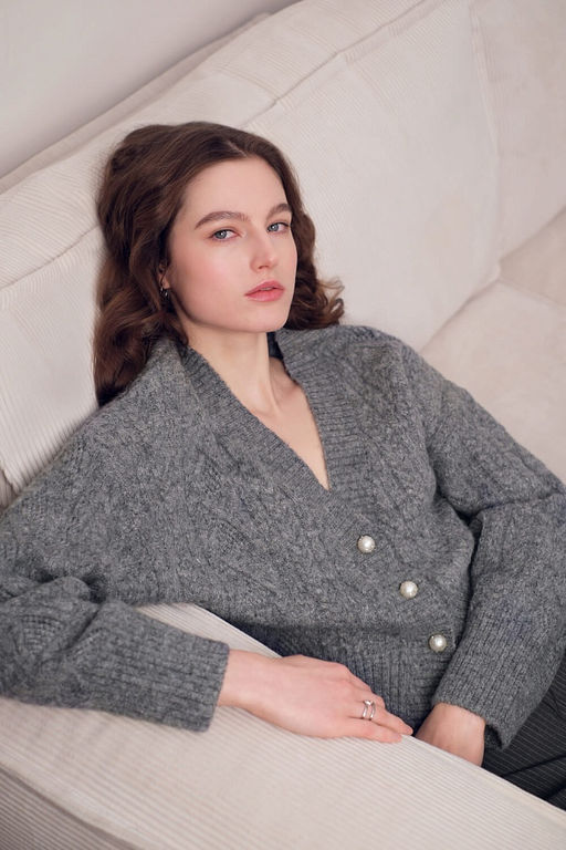 Укороченный кардиган с перламутровыми пуговицами - Incity фото 11