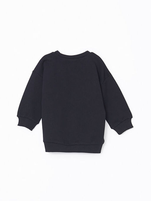 Bisiklet Yaka Bask?l? Erkek ?ocuk Sweatshirt