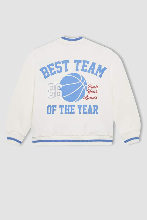 Кардиган-бомбер на толстой мягкой подкладке с воротником колледжа для девочек - Defacto фото 10