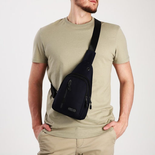 Сумка слинг мужская из текстиля, отверстие для наушников, цвет синий - Simaland фото 2