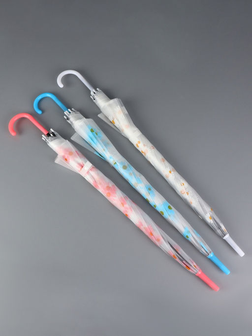 Зонт - трость детский «Цветы», полуавтоматический, 8 спиц, R=45/55 см, D=90 см, МИКС