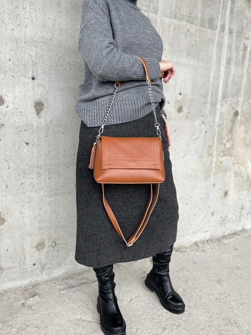 Женская кожаная сумка через плечо 8722-9 Кэмл - Sergio valentini фото 8