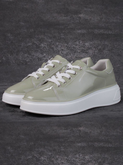 05-PDD215-3 GRAY GREEN Кроссовки женские (натуральная кожа) - Фабричный китай фото 4