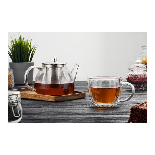 Кружка стеклянная для чая с двойными стенками Walmer Wave, 0.35 л, цвет прозрачный  фото 3