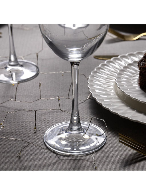 Гирлянда «Мишура» 2 м роса, IP20, серебристая нить, 50 LED, батарейки CR2032х2 (в комплекте), свечение тёплое белое