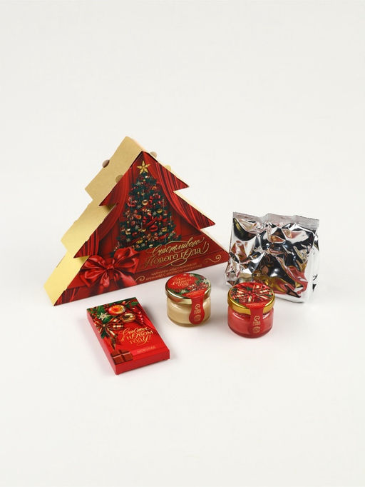 Подарочный набор новогодний «Счастливого нового года»: чай 20 г, крем-мёд 60 г, шоколад 27 г