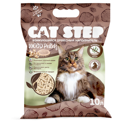 Наполнитель комкующийся растительный CAT STEP Wood Pellets 5 л  фото 2