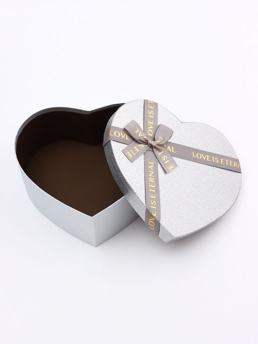 Набор подарочных коробок сердце 3 в 1, серебро с бантом Любовь вечна, 31?27?13.3; 28?25?11.7; 26?23?10.3 см