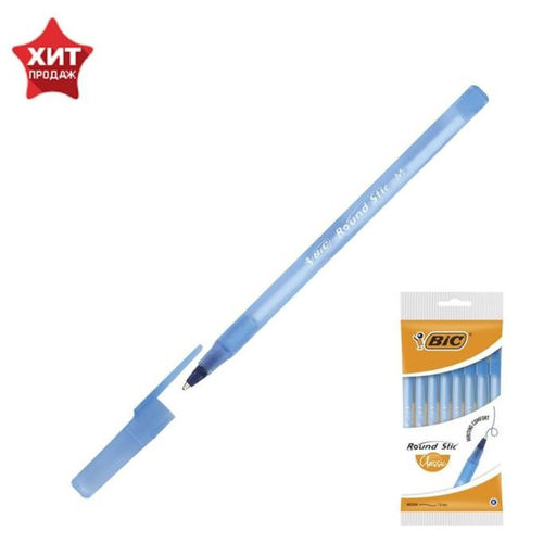 Цена за 20 шт. Ручка шариковая, автоматическая, BIC Round Stic Clic, узел 1.0 мм, чернила синие, среднее письмо, синий корпус