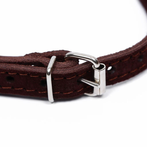 Ошейник замшевый двухслойный 1,2 см, ОШ 30-38 см, коричневый - Пижон фото 3