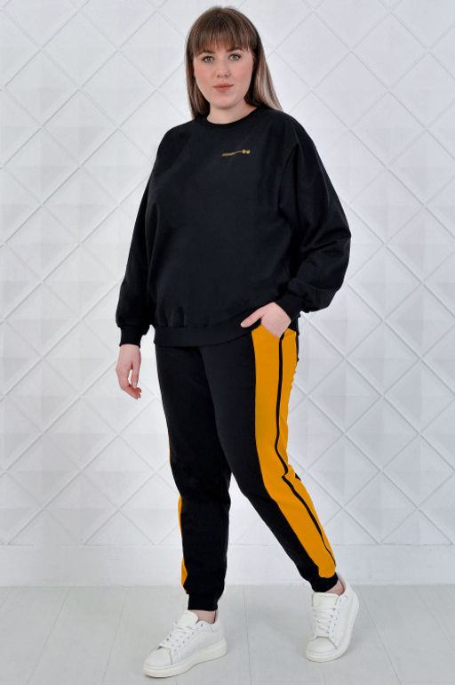 Арт. 2328 Костюм с брюками женский 50-58 (5 шт) Цвет:верх-черный, низ-черный, горчица - Калинка фото 6