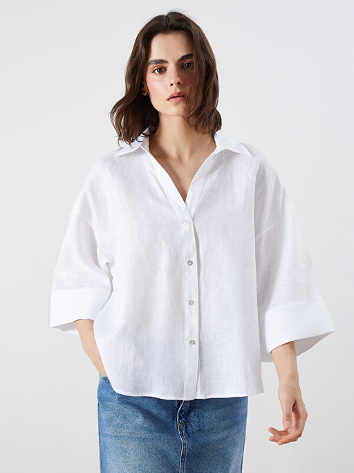 Oversize %100 Keten Kad?n G?mlek
