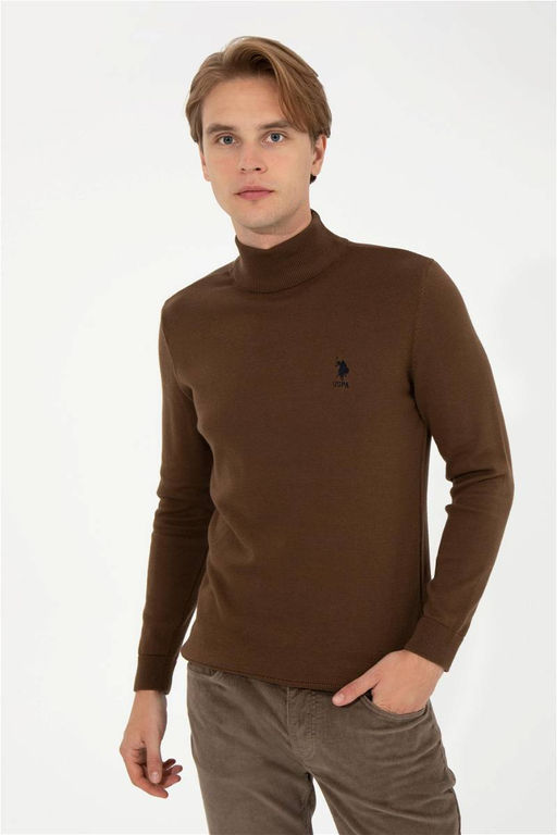 Мужской вязаный свитер кокосового цвета Basic - U.s. polo assn фото 7
