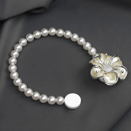 Подхват для штор «Цветок», d=6 см, цвет серебряный/белый