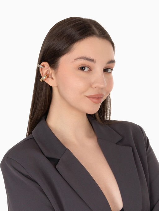 Серьги «Каффы» набор 2 шт., бублики, цвет серебро с золотом