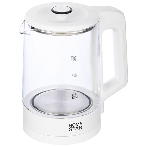 Чайник Homestar HS-1008 (1,8 л), стекло, белый 107009