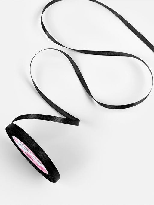 Цена за 10 шт. Лента атласная, 6 мм, 231 м, чёрная №39 - Арт узор фото 3