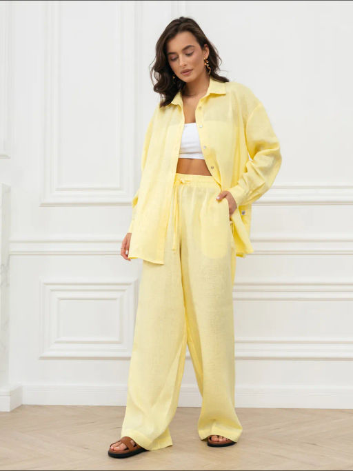 Брюки женские Лён Бежевый - Modamica фото 22