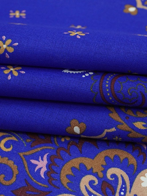 Ситец Восточные узоры (Гол.платок 0.95м*0.95м) цв.васильковый, ш.0.95м, хлопок-100%, раппорт 1м - Купава фото 5