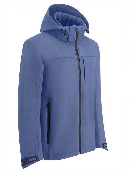 Ветровка мужская софтшелл виндстоппер с капюшоном спортивная синего цвета 9615_1S