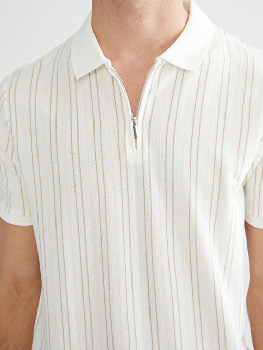 Polo Yaka ?izgili Penye Erkek Ti??rt