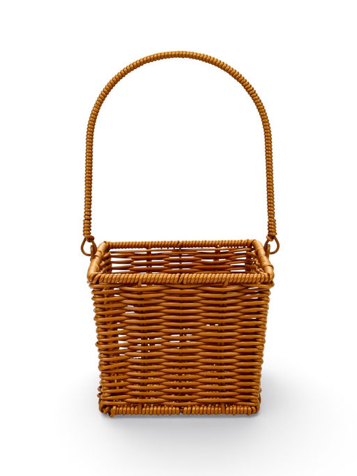 Корзина плетёная для хранения Fatum, с ручкой, пластиковая, коричневая, набор 2 шт.