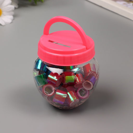 Клейкая лента пластик в банке «Перламутровый микс», набор 40 шт., 1.2 см, дл.0.9 м, 7×7×9 см