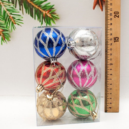 Набор шаров D=6см, 6шт. (XY23-37) ассорти, в пвх упаковке