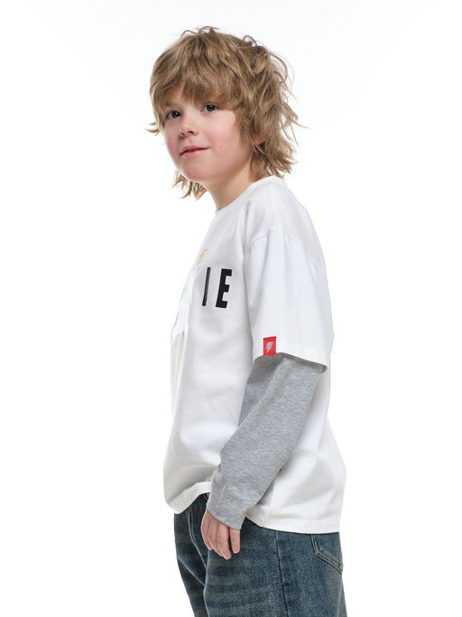 Лонгслив с принтом для мальчика с подзорным рукавом 22-0229 черный|серый - Mini maxi фото 10