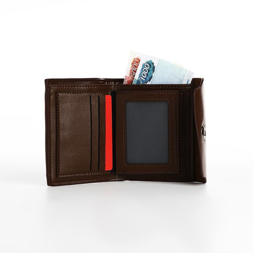 Портмоне мужское на магните, отдел для купюр, для карт, для монет, цвет коричневый - Simaland фото 5