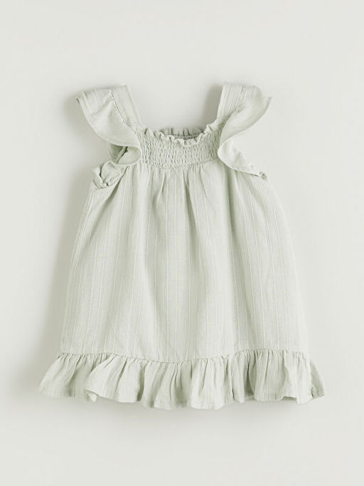 Kare Yaka K?z Bebek M?slin Elbise