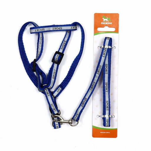 Комплект Спорт светоотражающий, поводок 120 х 1 см, ОГ 23-35 см, синий - Пижон фото 8