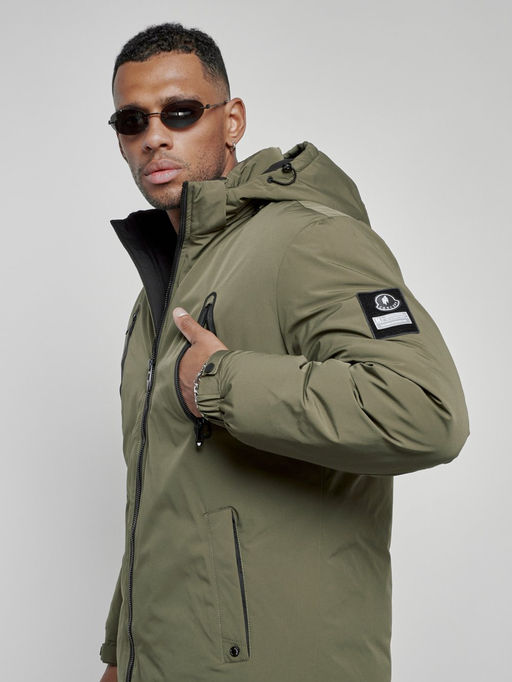 Куртка спортивная мужская зимняя с капюшоном цвета хаки 8360Kh - Wonderrman фото 11