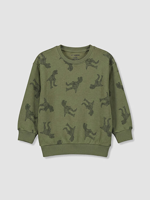 Dinozor Bask?l? Erkek ?ocuk Sweatshirt 2li