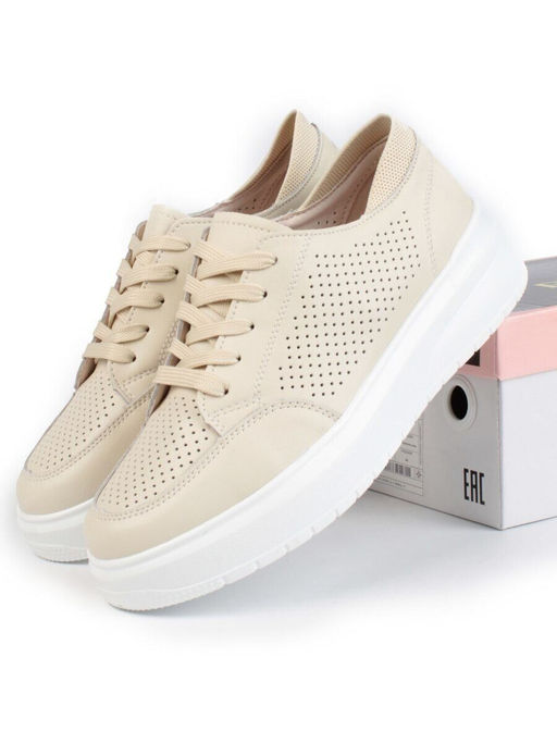 05-HY14-1D BEIGE Кроссовки женские (натуральная кожа)
