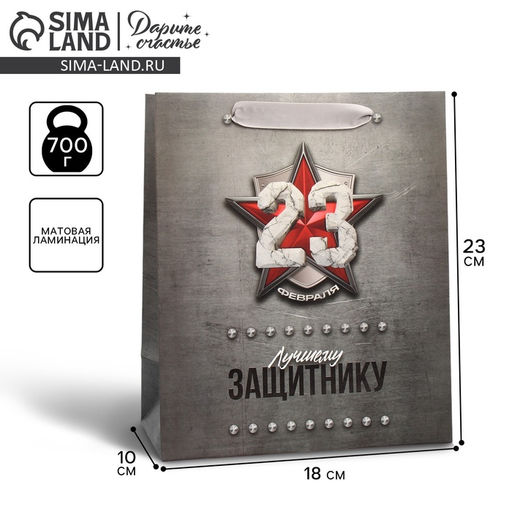 Цена за 2 шт. Пакет подарочный ламинированный, упаковка, «С 23 февраля», MS 18×23×10 см