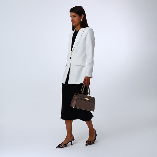 Сумка женская тоут TEXTURA на молнии, 34×8×18 см, однотонная, коричневая