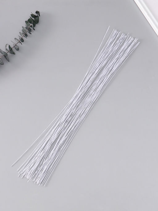 Проволока флористическая «Белая», для изготовления искусственных цветов, 40 см, сечение 0.07 см, набор 50 шт.