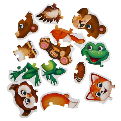 Цена за 2 шт. Макси - пазлы с глазками «Лесные животные», 4 пазла, 13 деталей