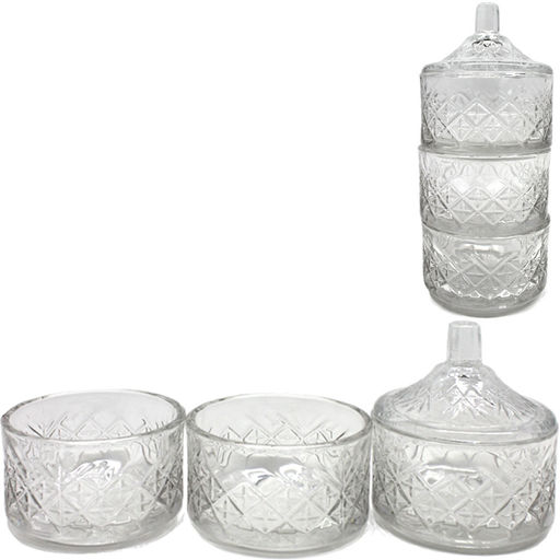 Цена за 2 шт. Ваза 3-х ярусная для меда/икры h-15см, d-7см AMELIA FH-9