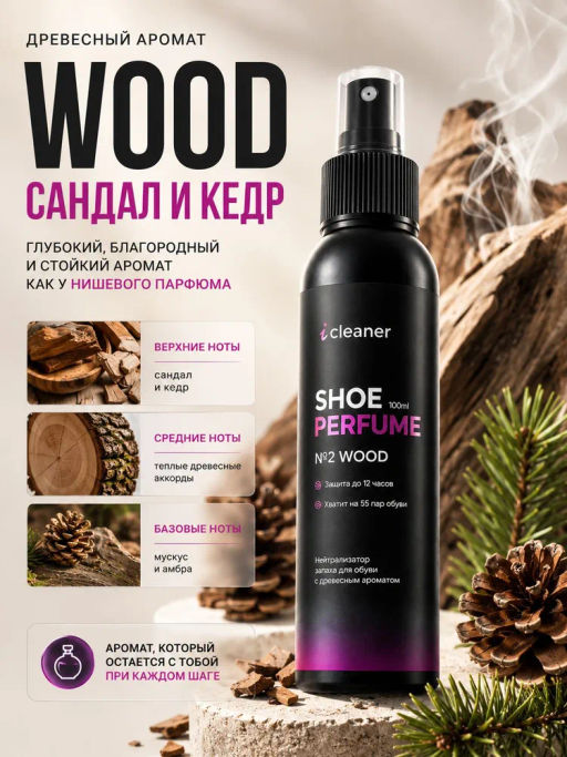 Нейтрализатор запаха №2 WOOD 100ml icleaner  фото 5