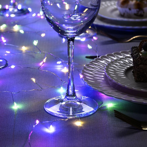 Гирлянда Мишура 5 м роса, IP20, серебристая нить, 100 LED, свечение мульти, USB - Luazon lighting фото 2