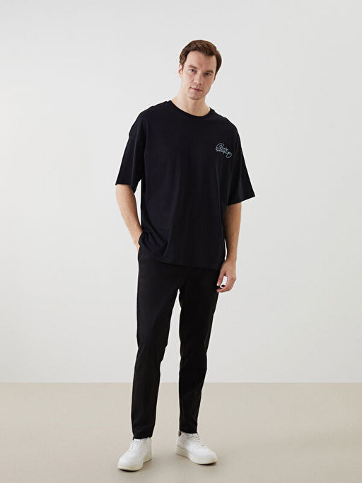 Bisiklet Yaka K?sa Kollu Bask?l? Penye Erkek Ti??rt