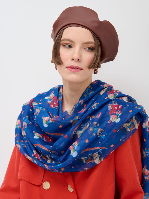 Большой, красивый двусторонний платок с рисунком в стиле арт-декои необычной текстурой ткани - Tantino фото 4