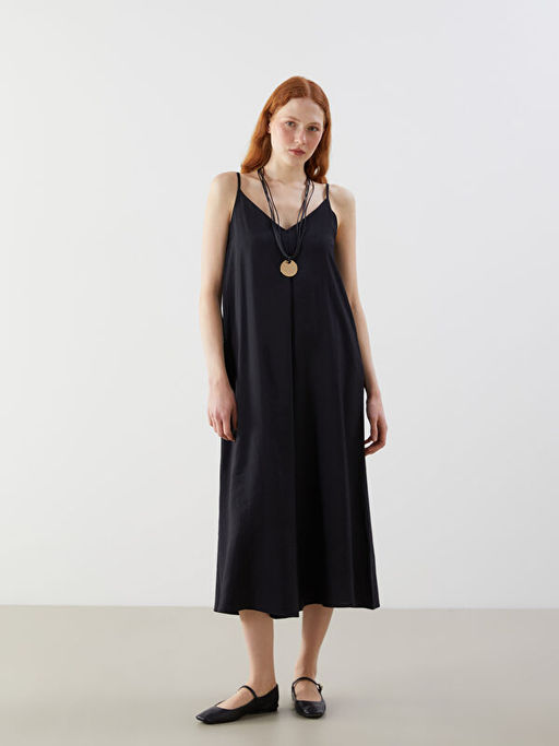 V Yaka Modal Kar???ml? A Kesim Elbise