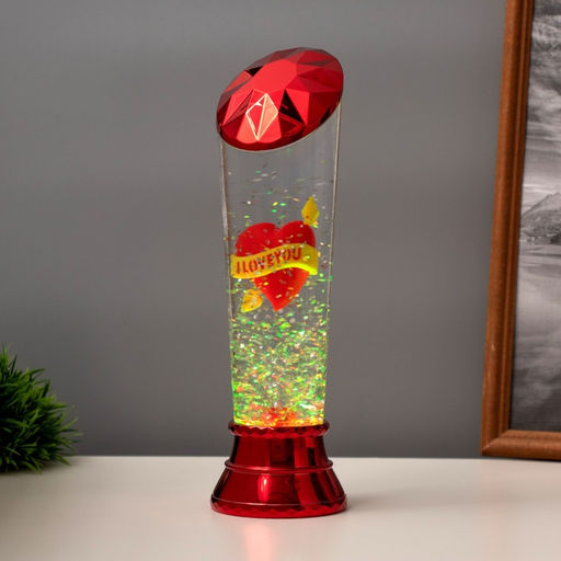 Лава лампа Сердце LED 3хААА, USB красный 6.5?6.5?23.7 см