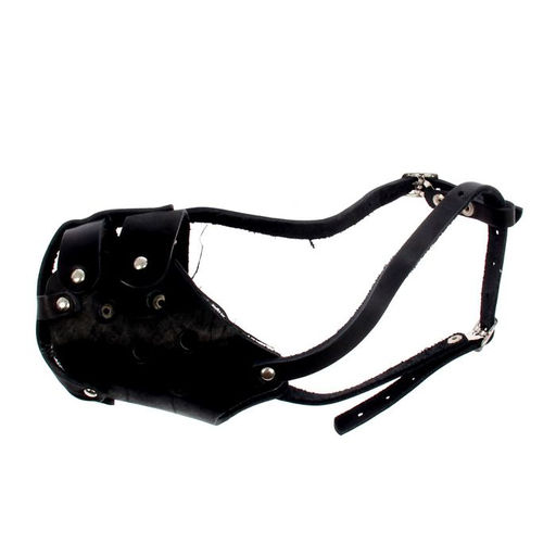 Намордник кожаный цельнокроенный питбультерьер, ДН 8 см, ОМ 30 см, чёрный - Пижон фото 2